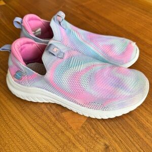 Skechers Pink and Blue Knit Mesh Slip-On Sneakers. Size Kid’s 1